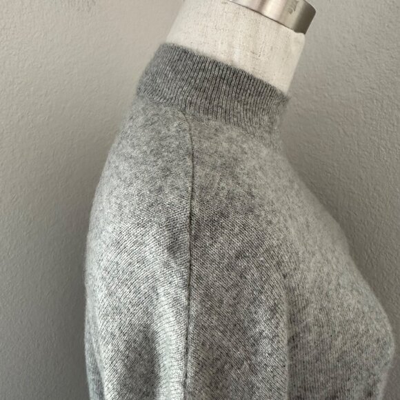 Everlane Mock Neck Cashmere Sweater Ribbed Long Sleeve Lightweight Heather Grey - Picture 7 of 10